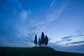 Tuscany landscape at sunrise. Typical for the region tuscan farmhouse, hills, vineyard. Italy Fresh Green tuscany landscape. Royalty Free Stock Photo