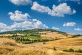 Tuscany landscape with the town of Pienza, Val d'Orcia, Italy Royalty Free Stock Photo