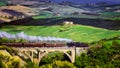 Tuscany nature steam train in spring time at wine festival Royalty Free Stock Photo