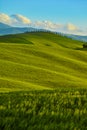 Tuscany, rural sunset landscape. Countryside farm Royalty Free Stock Photo