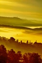 Tuscany, rural sunset landscape. Countryside farm Royalty Free Stock Photo