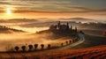 Tuscany Sunrise: Misty Road Of The Tuscans In The Style Of Dimitry Roulland