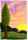 Tuscany Sunset Vector