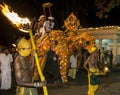 A Tusker group parades through the streets of Kandy during the Esala Perahara in Sri Lanka.