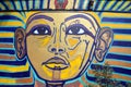 Tutankhamun mummy mask mural