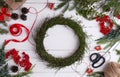 Tutorial easy Christmas wreath of blueberry branches. Step by step instruction