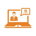 Tutorial, elearning icon. Orange color vector EPS