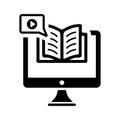 Tutorial, elearning, multimedia, ebook, video icon. Black vector sketch Royalty Free Stock Photo