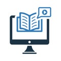 Tutorial, elearning, multimedia, ebook, video icon. Simple vector sketch Royalty Free Stock Photo