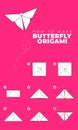 Tutorial how to make butterfly origami vector infographics