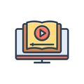 Color illustration icon for Tutorial, online and player Royalty Free Stock Photo