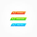 Tutorial, Order Now & Free Trial Buttons Royalty Free Stock Photo
