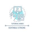 Tutorial video turquoise concept icon