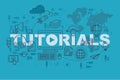 Tutorials web page banner concept with thin line flat design