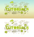 Tutorials web page banner concept with thin line flat design