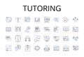 Tutoring line icons collection. Coaching, Mentoring, Advising, Instructing, Guiding, Educating, Teaching vector and