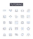 Tutoring line icons collection. Coaching, Mentoring, Advising, Instructing, Guiding, Educating, Teaching vector and