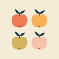 Tutti frutti apples hand drawn vector illustration. Isolated summer fruit in flat style for kids.