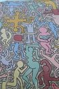 Detail of Tuttomondo Mural by Keith Haring, Sant\'Antonio Abate Church, Pisa, Tuscany, Italy