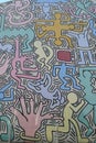 Detail of Tuttomondo Mural by Keith Haring, Sant\'Antonio Abate Church, Pisa, Tuscany, Italy