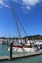 2022 Tutukaka boats in marina destroyed by tsunami from Tonga. Royalty Free Stock Photo