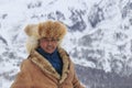 Tuva man competing in a horse race competition in the Altai mountains in China