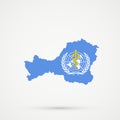 Tuva Republic map in World Health Organization WHO flag colors, editable vector Royalty Free Stock Photo