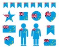 Tuvalu flag set. Isolated Tuvalu flag on white background