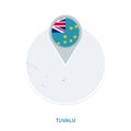 Tuvalu map and flag, vector map icon with highlighted Tuvalu Royalty Free Stock Photo
