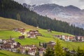 Tux village cityscape above Zillertal valley, Tyrol Snowcapped alps, Austria Royalty Free Stock Photo