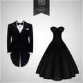 Tuxedo and bridal gown Royalty Free Stock Photo