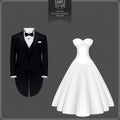 Tuxedo and bridal gown Royalty Free Stock Photo