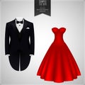 Tuxedo and bridal gown Royalty Free Stock Photo