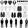 Tuxedo icon vector set. Dinner jacket illustration sign collection. Suit symbol or logo. Royalty Free Stock Photo