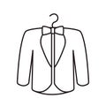 Tuxedo jacket line icon. linear style sign for web design. Men's wedding suit outline vector illustration Royalty Free Stock Photo