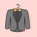 Tuxedo jacket line icon in color. Linear style sign for web design. Men's wedding suit outline vector illustration Royalty Free Stock Photo