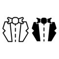 Tuxedo line and glyph icon. Wedding suit vector illustration isolated on white. Man`s jacket outline style design