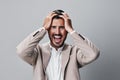 man angry yell business crazy businessman suit boss sad work screaming Royalty Free Stock Photo