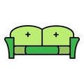 Tuxedo sofa icon color outline vector