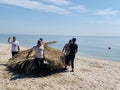 Tuzla wild beach in the summer season on the Black sea coast Romania Royalty Free Stock Photo