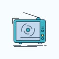 tv, ad, advertising, television, set Flat Icon. green and Yellow sign and symbols for website and Mobile appliation. vector