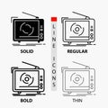 tv, ad, advertising, television, set Icon in Thin, Regular, Bold Line and Glyph Style. Vector illustration