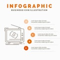 tv, ad, advertising, television, set Infographics Template for Website and Presentation. Line Gray icon with Orange infographic