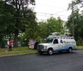 TV Broadcast News Van, NBC 4 New York, Rutherford Democratic Club, New Jersey, USA