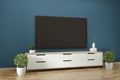 Mock up - Tv cabinet in zen modern empty room janapese minimal designs, 3d rendering Royalty Free Stock Photo