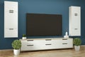 Mock up - Tv cabinet in zen modern empty room janapese minimal designs, 3d rendering Royalty Free Stock Photo