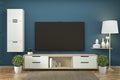 Mock up - Tv cabinet in zen modern empty room janapese minimal designs, 3d rendering Royalty Free Stock Photo