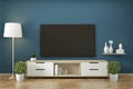 Mock up - Tv cabinet in zen modern empty room janapese minimal designs, 3d rendering Royalty Free Stock Photo