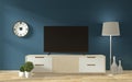 Mock up - Tv cabinet in zen modern empty room janapese minimal designs, 3d rendering Royalty Free Stock Photo