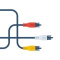 TV cable. Audio-video plugs analog cable. Vector illustration flat design.